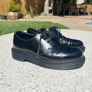 DR. MARTENS Black Leather Mono 1461 Shoes